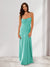 Sheath/Column Spaghetti Straps Pleated Long Bridesmaid Dresses with Split Side
