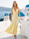 Sheath/Column Deep V-Neck Pleated Long Bridesmaid Dresses with Bow Back