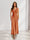Sheath/Column Deep V-Neck Pleated Long Bridesmaid Dresses with Bow Back
