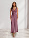 Sheath/Column Deep V-Neck Pleated Long Bridesmaid Dresses with Bow Back