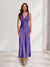 Sheath/Column Deep V-Neck Pleated Long Bridesmaid Dresses with Bow Back