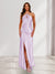 Sheath/Column Halter Keyhole Ruched Long Bridesmaid Dresses with Split Side