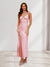 Sheath/Column Straps V-Neck Long Bridesmaid Dresses with Flowers