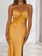 Sheath/Column Fitted Spaghetti Straps Lace Long Bridesmaid Dresses with Split Side