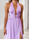 A-Line/Princess Halter Side Cuts Long Wedding Guest Dresses with Slit