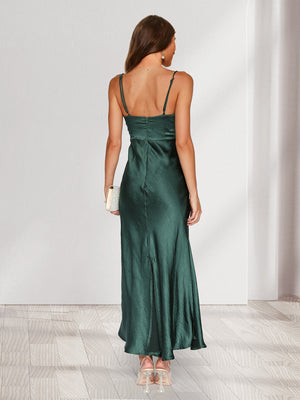 Sheath/Column Straps V-Neck Ankle-Length Fitted Long Wedding Guest Dresses