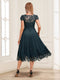 A-Line/Princess Illusion Scoop Short Sleeves Appliques Mother of the Bride Dresses
