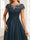 A-Line/Princess Illusion Scoop Short Sleeves Appliques Mother of the Bride Dresses