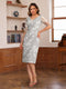 Sheath/Column V-Neck Half Sleeves Lace Two Piece Wedding Guest Dresses