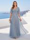 A-Line V-Neck Half Sleeves Mother of the Bride Dresses with Appliques
