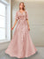 A-Line V-Neck Half Sleeves Split Side Mother of the Bride Dresses with Appliques
