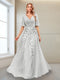 A-Line V-Neck Half Sleeves Mother of the Bride Dresses with Appliques