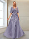 A-Line V-Neck Half Sleeves Mother of the Bride Dresses with Appliques
