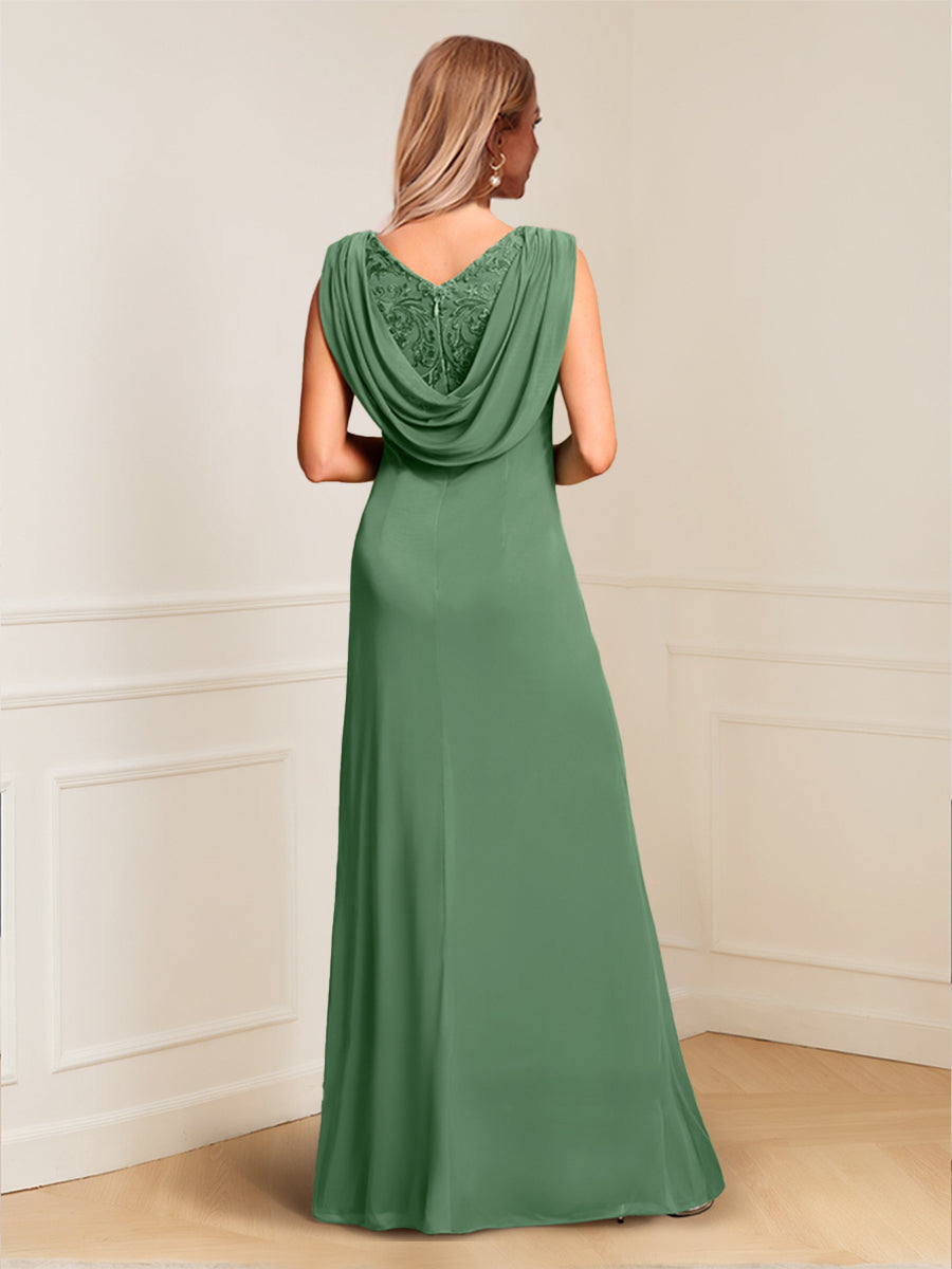 Sheath/Column Empire Scoop Lace Pleated Mother of the Bride Dresses