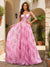 A-Line/Princess Straps Printed Floral Princess Dress Long Prom Dresses