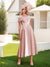 A-Line/Princess Square Neck Short Sleeves Pleated Wedding Guest Dresses with Appliques
