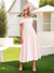 A-Line/Princess Square Neck Short Sleeves Pleated Wedding Guest Dresses with Appliques