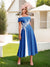 A-Line/Princess Square Neck Short Sleeves Pleated Wedding Guest Dresses with Appliques