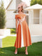 A-Line/Princess Square Neck Short Sleeves Pleated Wedding Guest Dresses with Appliques