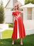 A-Line/Princess Square Neck Short Sleeves Pleated Wedding Guest Dresses with Appliques