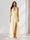 Sheath/Column Halter Ruffle Maxi Dresses Long Bridesmaid Dresses with Split Side