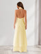 Sheath/Column Halter Ruffle Maxi Dresses Long Bridesmaid Dresses with Split Side
