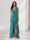 Sheath/Column Halter Ruffle Maxi Dresses Long Bridesmaid Dresses with Split Side
