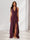 Sheath/Column Halter Ruffle Maxi Dresses Long Bridesmaid Dresses with Split Side