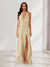 Sheath/Column Halter Ruffle Maxi Dresses Long Bridesmaid Dresses with Split Side