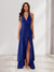 Sheath/Column Halter Ruffle Maxi Dresses Long Bridesmaid Dresses with Split Side