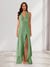 Sheath/Column Halter Ruffle Maxi Dresses Long Bridesmaid Dresses with Split Side