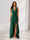 Sheath/Column Halter Ruffle Maxi Dresses Long Bridesmaid Dresses with Split Side