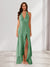 Sheath/Column Halter Ruffle Maxi Dresses Long Bridesmaid Dresses with Split Side