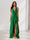 Sheath/Column Halter Ruffle Maxi Dresses Long Bridesmaid Dresses with Split Side