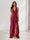 Sheath/Column Halter Ruffle Maxi Dresses Long Bridesmaid Dresses with Split Side