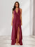 Sheath/Column Halter Ruffle Maxi Dresses Long Bridesmaid Dresses with Split Side