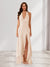 Sheath/Column Halter Ruffle Maxi Dresses Long Bridesmaid Dresses with Split Side