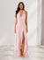 Sheath/Column Halter Ruffle Maxi Dresses Long Bridesmaid Dresses with Split Side