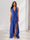 Sheath/Column Halter Ruffle Maxi Dresses Long Bridesmaid Dresses with Split Side