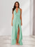Sheath/Column Halter Ruffle Maxi Dresses Long Bridesmaid Dresses with Split Side