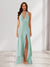 Sheath/Column Halter Ruffle Maxi Dresses Long Bridesmaid Dresses with Split Side