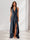 Sheath/Column Halter Ruffle Maxi Dresses Long Bridesmaid Dresses with Split Side