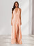 Sheath/Column Halter Ruffle Maxi Dresses Long Bridesmaid Dresses with Split Side