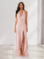 Sheath/Column Halter Ruffle Maxi Dresses Long Bridesmaid Dresses with Split Side