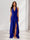 Sheath/Column Halter Ruffle Maxi Dresses Long Bridesmaid Dresses with Split Side