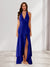Sheath/Column Halter Ruffle Maxi Dresses Long Bridesmaid Dresses with Split Side