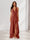 Sheath/Column Halter Ruffle Maxi Dresses Long Bridesmaid Dresses with Split Side