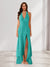 Sheath/Column Halter Ruffle Maxi Dresses Long Bridesmaid Dresses with Split Side
