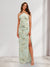 Sheath/Column Unique Halter Printed Floral Bridesmaid Dresses with Split Side