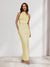 Sheath/Column Halter Sleeveless Maxi Dresses Long Bridesmaid Dresses with Pearls